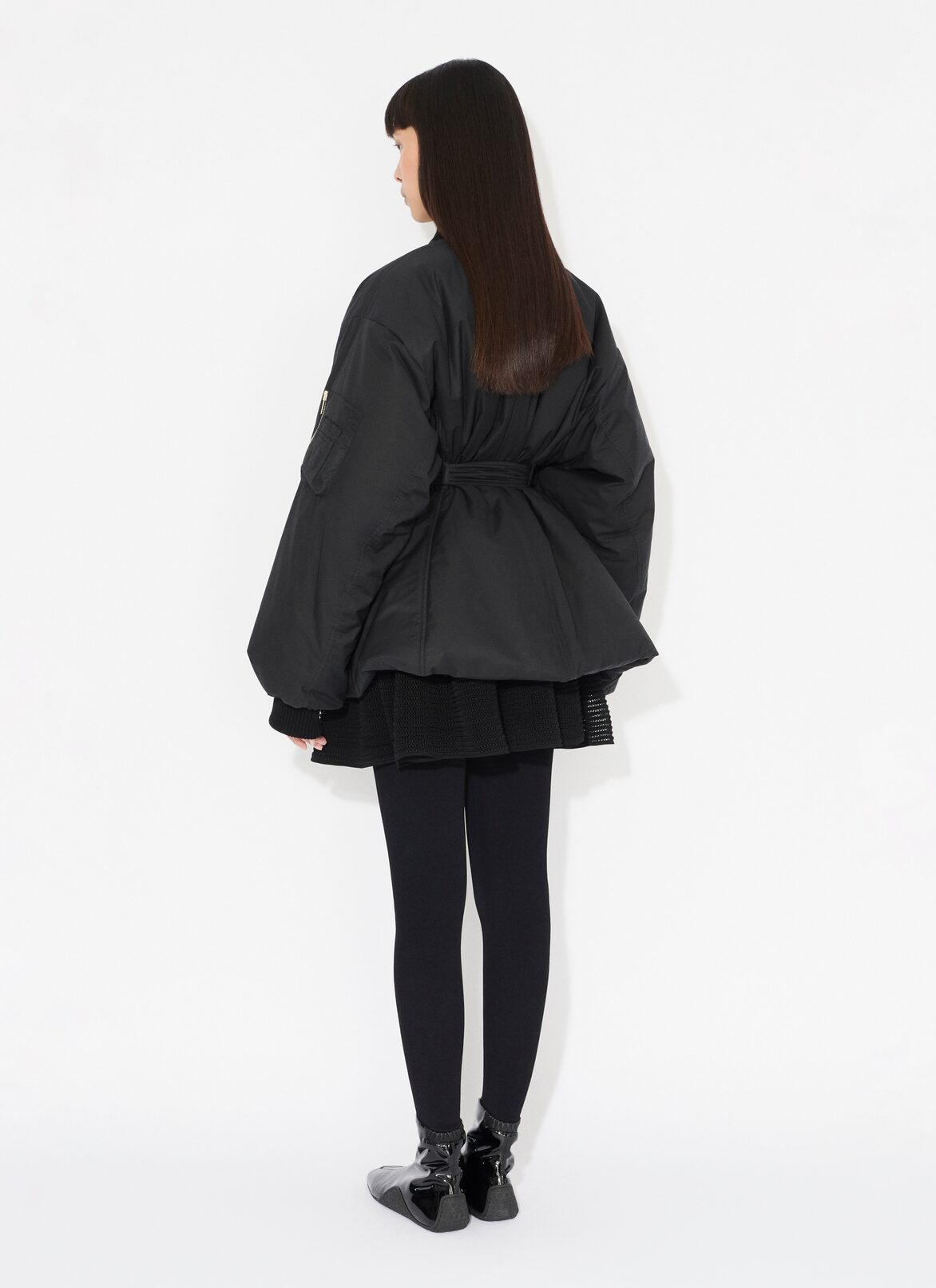 COTTON BELTED BOMBER JACKET ALAÏA BLACK COTTON BELTED BOMBER JACKET